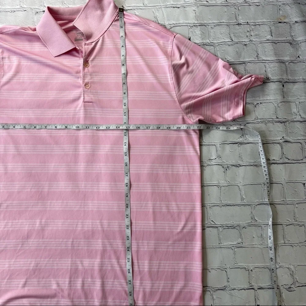 ✅ Nike Golf Tour Performance Pink white stripe polo t-shirt embroidered logo L